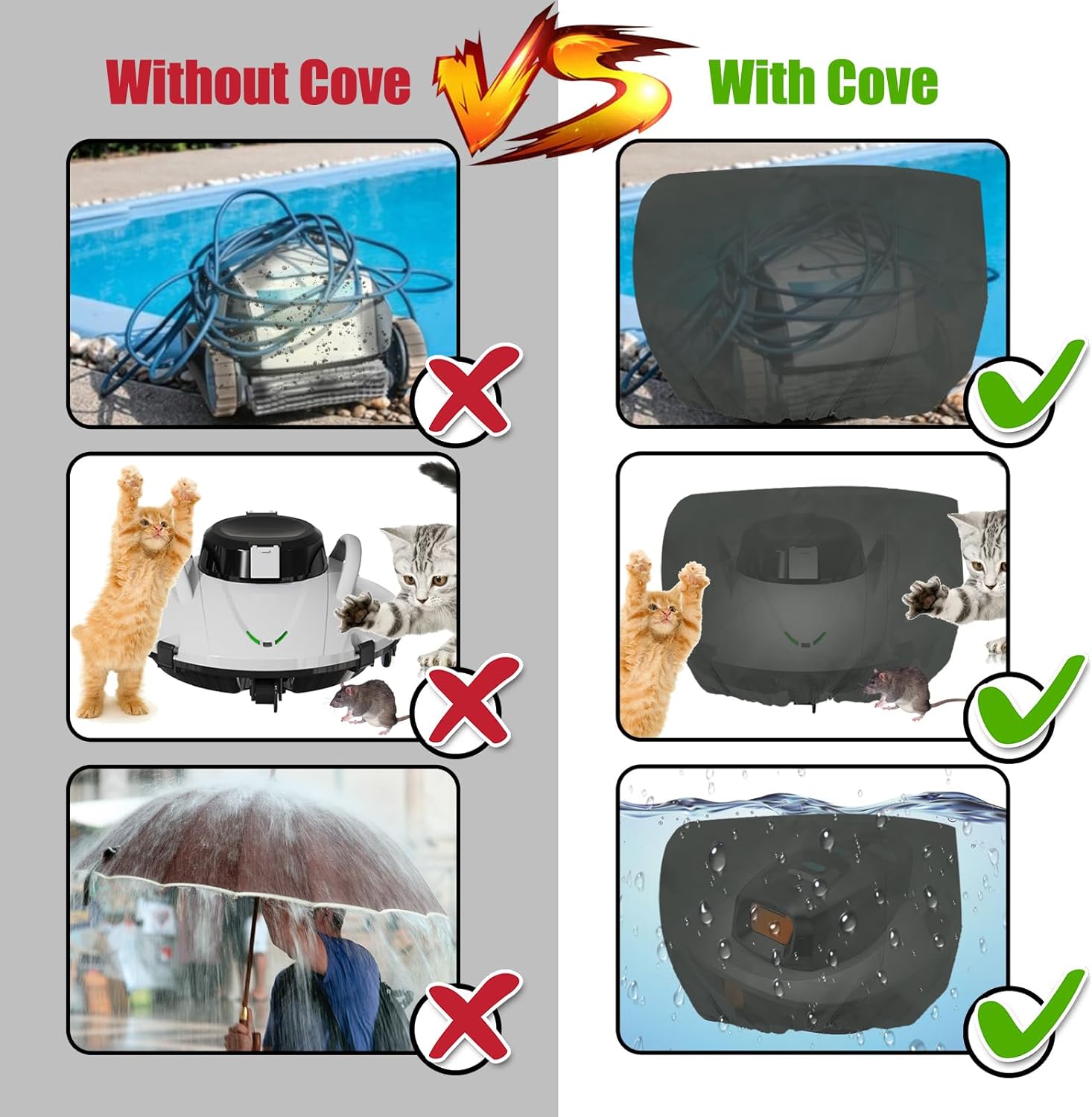 Cover for All Cordless Robotic Pool Cleaner - Keyrank Protective Cover for Above Ground and Ingound Robot Vacuum Waterproof and UV Resistant ,Customized for Automatic Robotic Vacuum,Outdoor Machine - Image 7