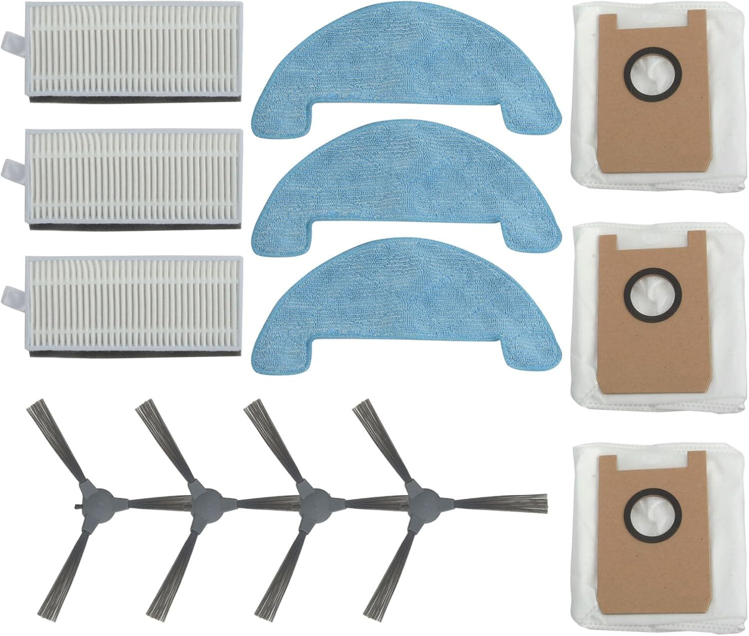Side Brushes HEPA Filters Mop Pads Dust Bags Kit for Loorow AT800 3-in-1 Robot Vacuum Cleaner, Home Vacuums Attachment Replacement Parts - Image 9