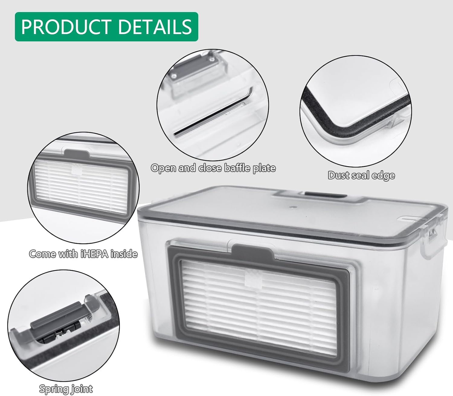 Robot Vacuum dustbin, Sweeping Robot Box Water Tank,Robot Vacuum Replacement Parts Fit for MAMNV BR150/BR151, for ZCWA BR150/BR151,for MANVINS G20,for ONSON BR150/BR151,for GTTVO BR150/BR151, Gray - Image 5
