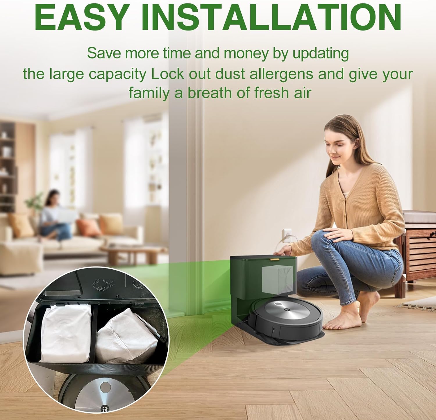 VBN 26 Pack Vacuum Bags for iRobot Roomba i s j 100 400 500 Series All Clean Base, Fit i3+ i4+ i5+ i6+ i7+ i8+ j7+ j8+ j9+ s9+ 104 105 405 504 505 507 Vac Combo, 705 Max Combo10, Dirt Disposal Bags - Image 7