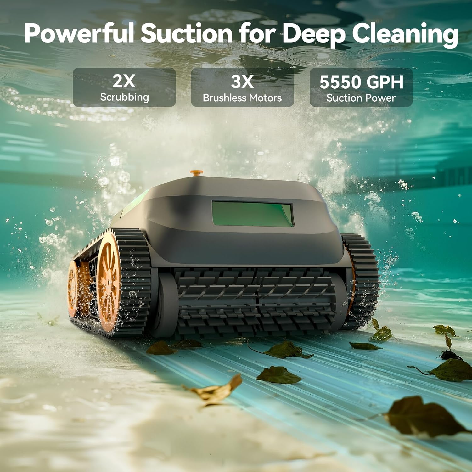 (2025 Upgrade) CliBot Robotic Pool Cleaner with 210 Mins Runtime, Smart Navigation, Triple Brushless Motors, Automatic Pool Vacuum Robot with Wall & Waterline Cleaning Function for Inground Pools - Image 2