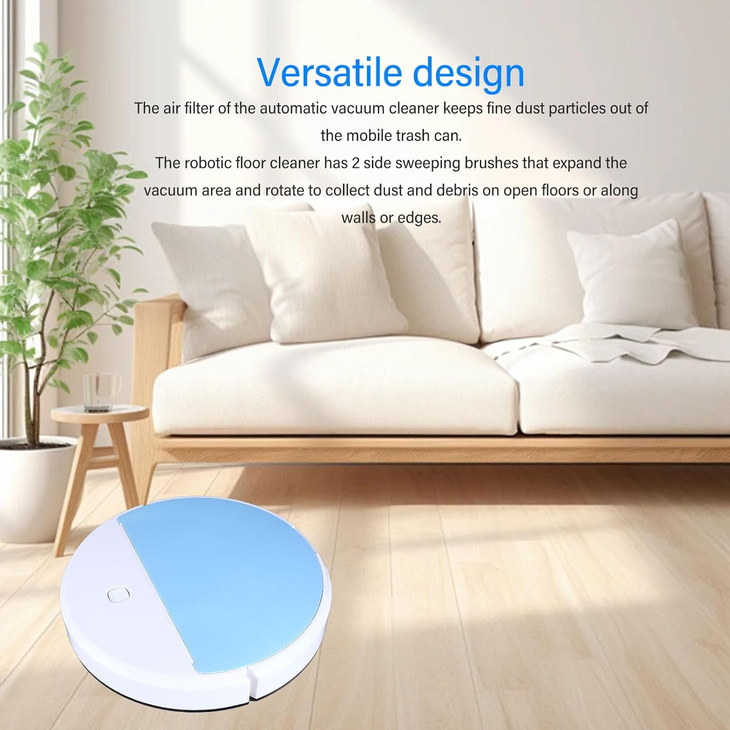 Robot Vacuum Cleaner with LED Light, Powerful Suction Automatic Sweeping Robot for Hardwood Floor and Carpet, 60 Mins Runtime, Low Profile 6cm - Image 5