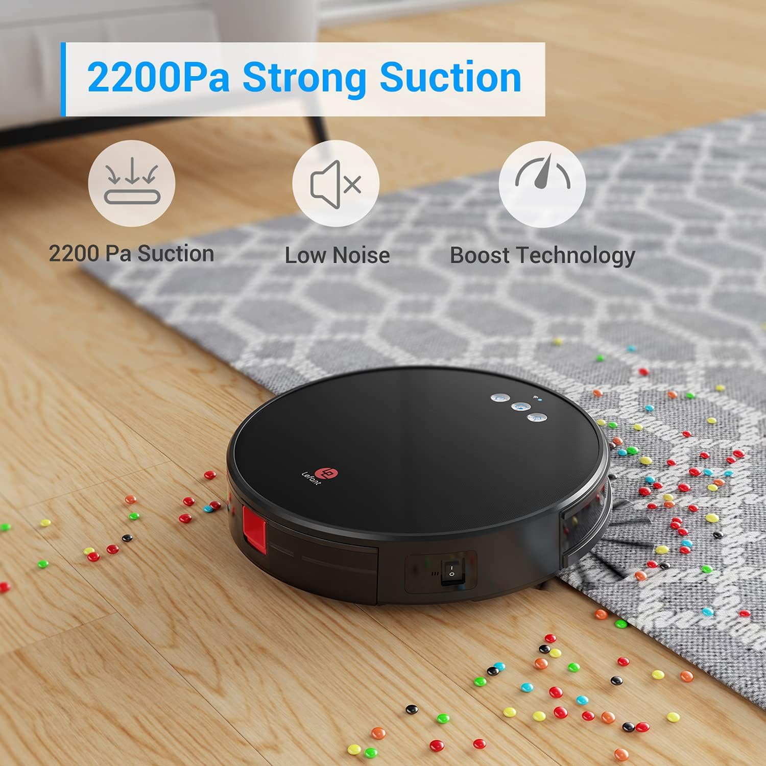 Lefant Robot Vacuum and Mop, Robotic Vacuum Cleaner with 3200Pa Suction, Smart Navigation, 150 Mins Runtime, Works with Alexa and Google Assistant, Self-Charging, Ideal for Pet Hair,Floor,Carpet(U180) - Image 4