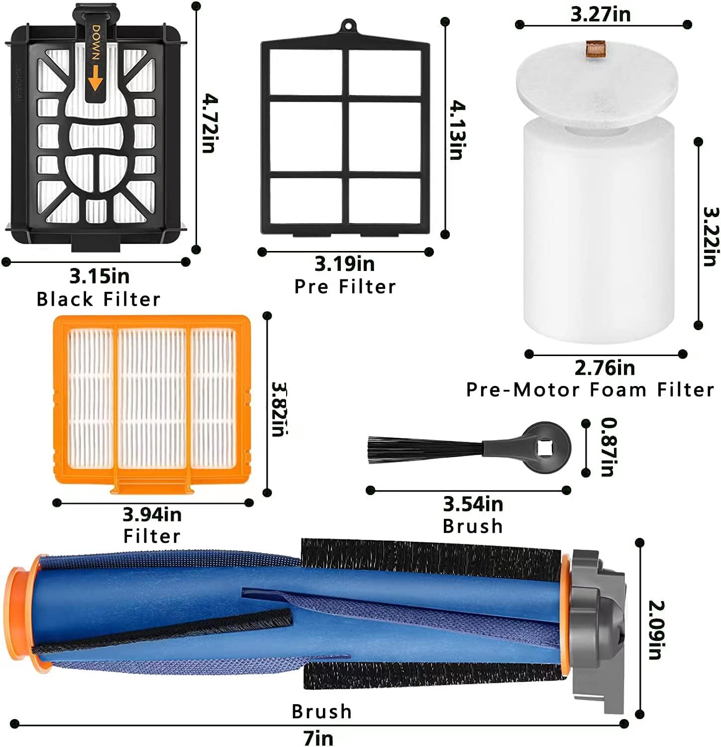 Replacement for Shark AV2501AE RV2502AE AV2501S AV2511AE RV2610WA RV2610WD AV2610WA RV2820AE AI Robot Vacuum,Accessories Kit Includes Master Brush, Master Filter, Strainer, Foam Filter, Side Brush - Image 2