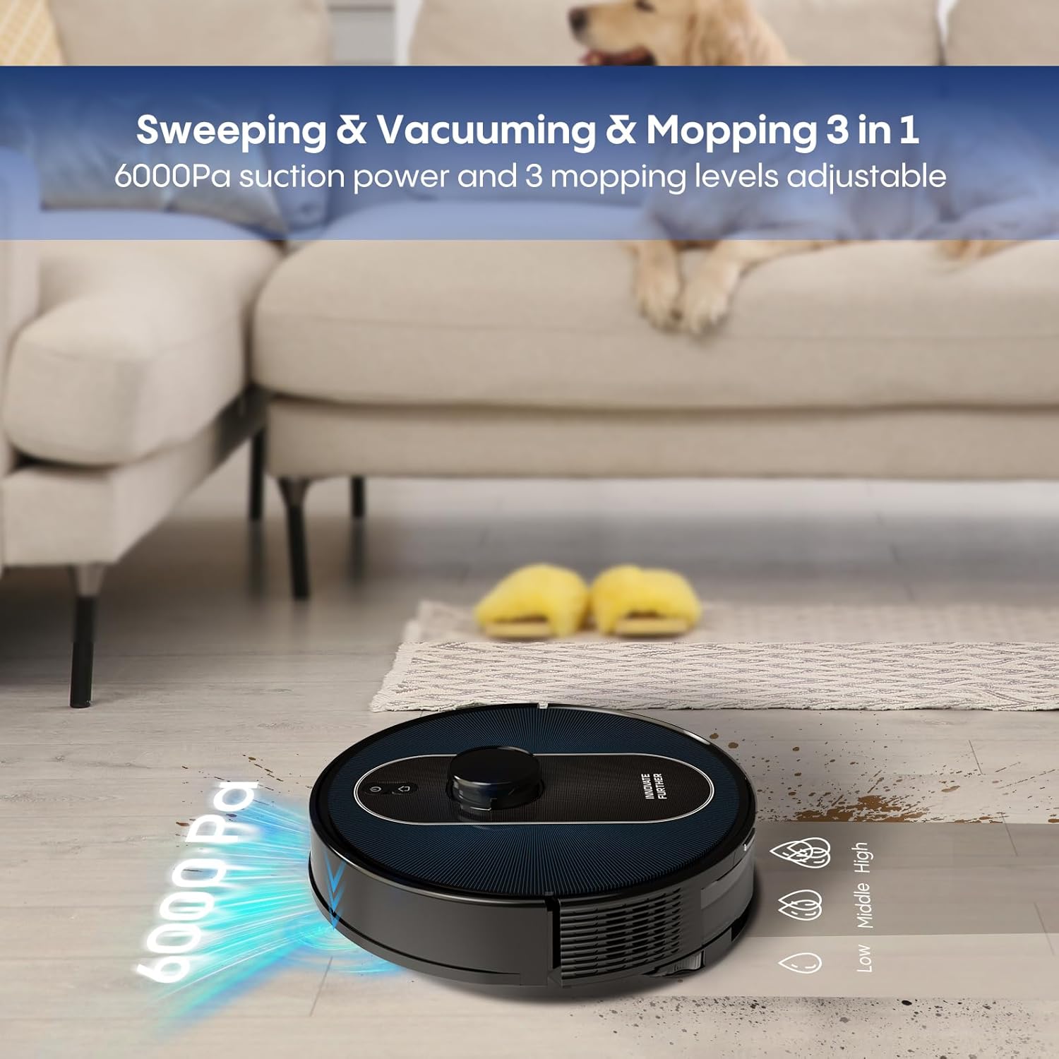 Robot Vacuum and Mop with Self Emptying : 6000Pa Suction,80-Days Hands Free, LiDAR Navigation, Multi-floor Mapping, App & Voice Control, Ideal for Apartment, Carpet, Hardwood Floor, 2026 NEW MODEL - Image 4