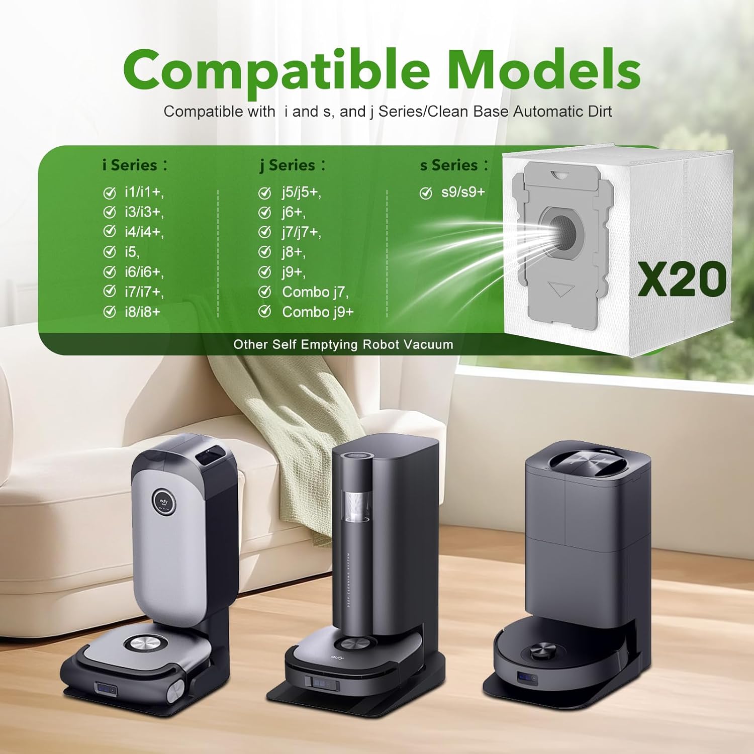 20 Pack Vacuum Bags for iRobot Roomba i7 i7+ i8 i8+ i3 i3+ i4 i4+ i6 i6+ j7 j7+ s9 s9+, s9plus, I & S & J Series Clean Base Automatic Dirt Disposal Bags - Image 2