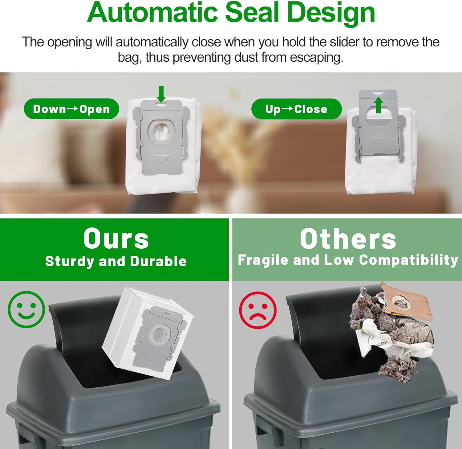 16 Pack Vacuum Bags Compatible with iRobot Roomba i3+, i4+, i5+, i6+, i7+, i8+, j5+, j6+, j7+, j8+, j9+, s9+, Replacement Dirt Disposal Bags for Roomba Clean Base Models, Leak-Proof Design - Image 6