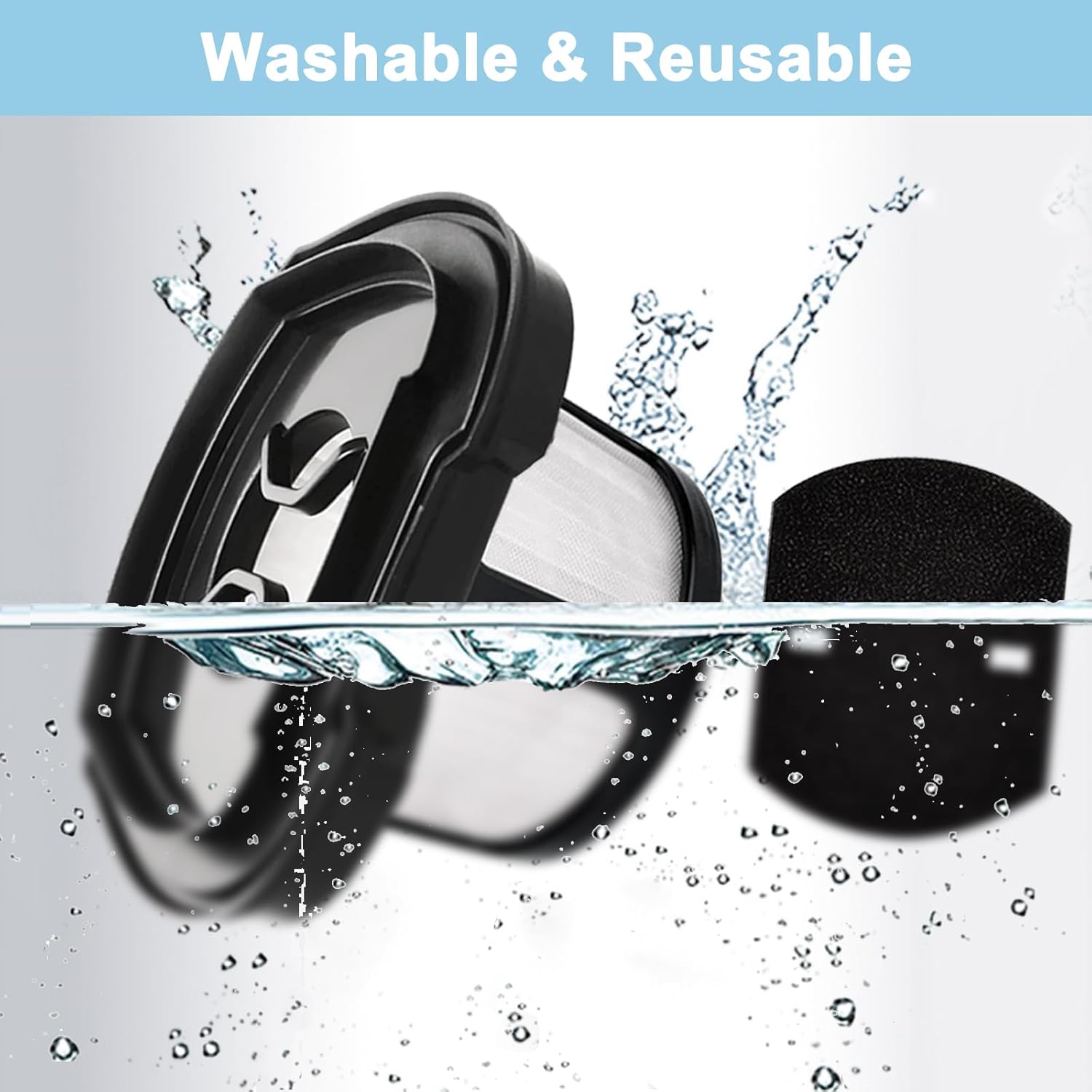 2284w Vacuum Filter Replacement for Bissell Pet Hair Eraser Hand Vacuum 2284W, 2390A, 2390, 2389, 2579, Part # 1614212, 1614203, 1614204, 6 Vacuum Filters, 6 Foam Filters - Image 6