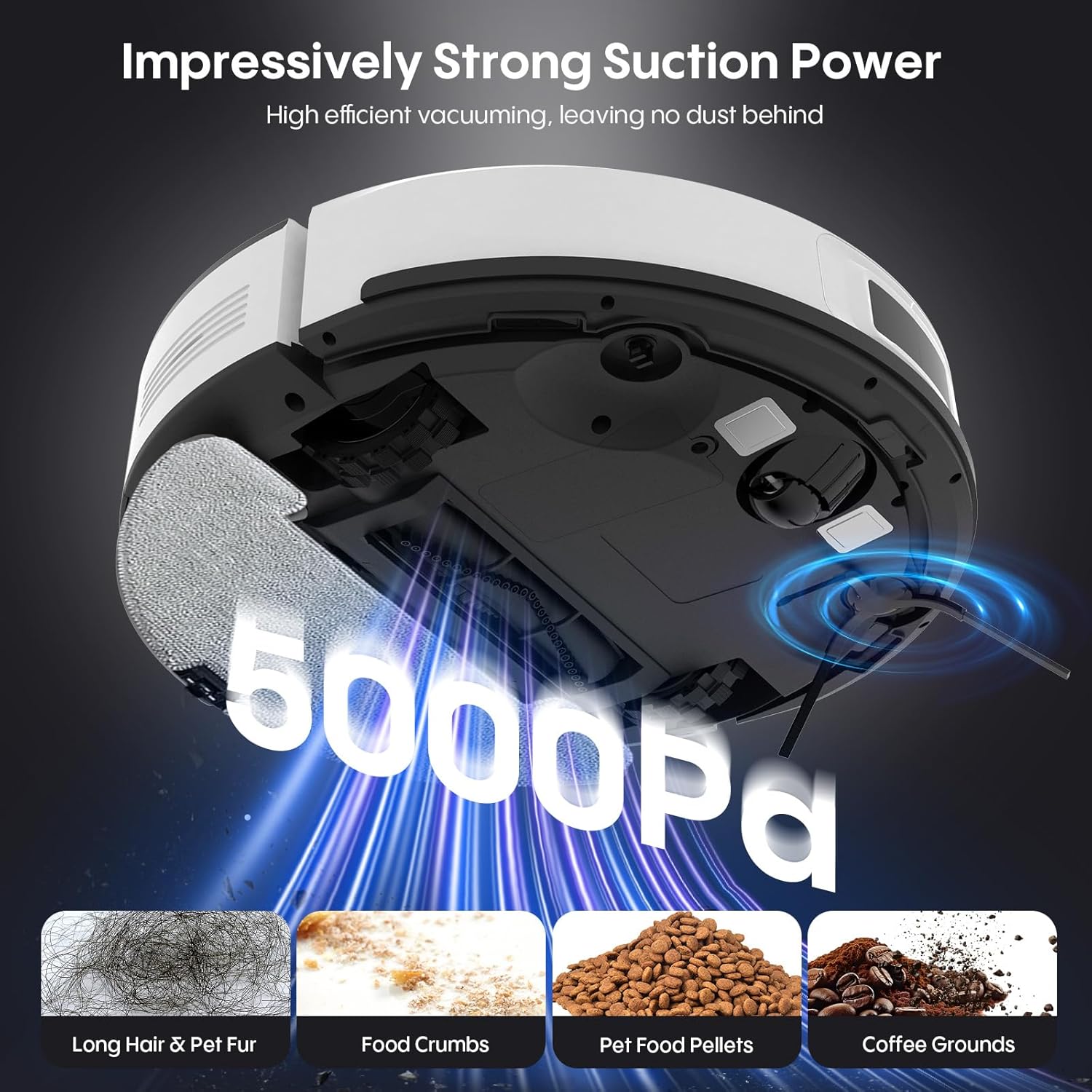 Bagotte Robot Vacuum and Mop, Robotic Vacuum Cleaner with Self Emptying Station for 60 Days, 5000Pa Suction, LiDAR Navigation, No-Go Zones,Wi-Fi/App/Alexa Control, for Carpets & Hard Floors - Image 2