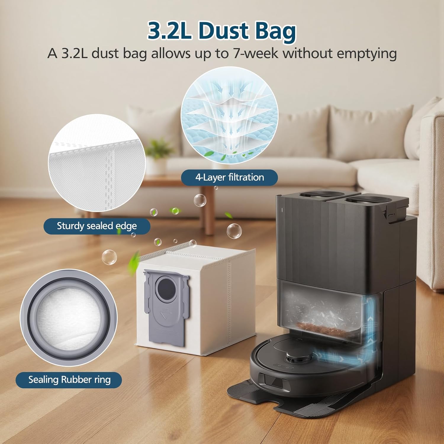 26 Pack Replacement Accessories for Roborock QV 35A / QV 35S Robot Vacuum, 2*Main Brush, 6*Side Brush, 4*Filters, 6*Mop Pads, 6*Dust Bag, 2*Tools - Image 3