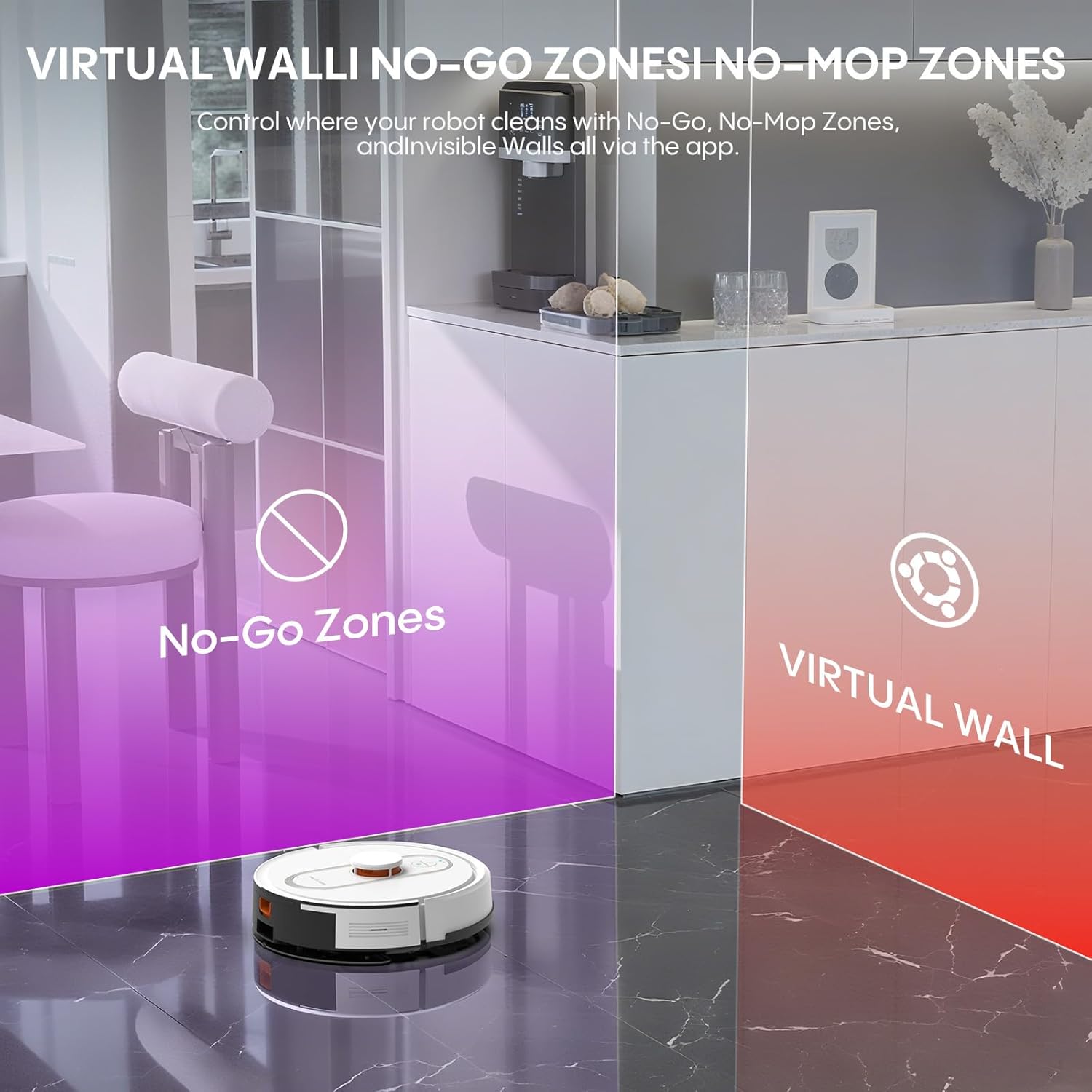 Bagotte Robot Vacuum and Mop, Robotic Vacuum Cleaner with Self Emptying Station for 60 Days, 5000Pa Suction, LiDAR Navigation, No-Go Zones,Wi-Fi/App/Alexa Control, for Carpets & Hard Floors - Image 8