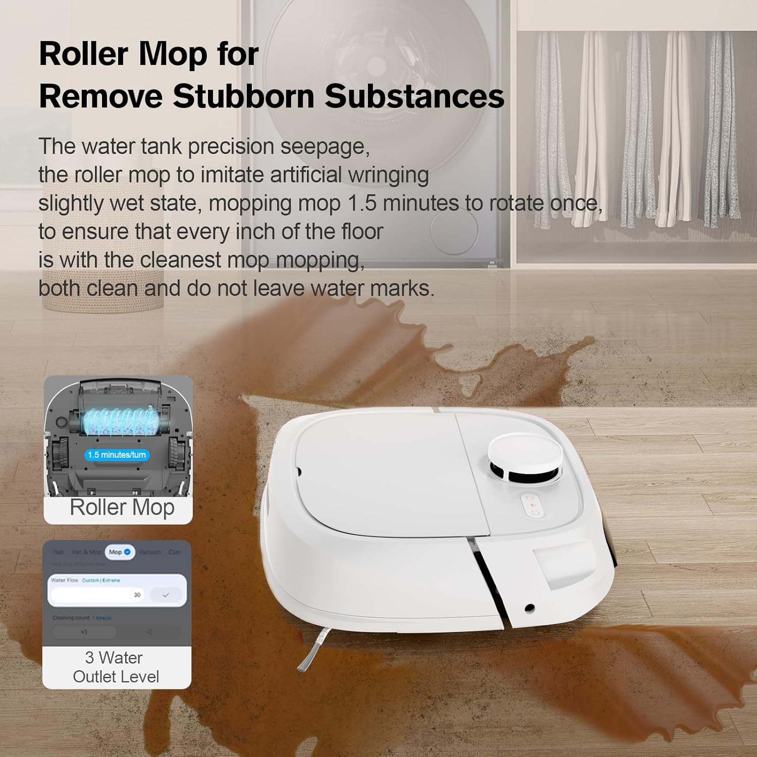 Robot Vacuum and Mop Combo, LiDAR Mapping Robotic Vacuum Cleaner for Pet Hair, Vacuum & Mop at the Same Time, No-Go Zones, Room Select, Multi-Floor Maps, 240-Min Runtime, App & Voice Control (2.4GHz) - Image 6