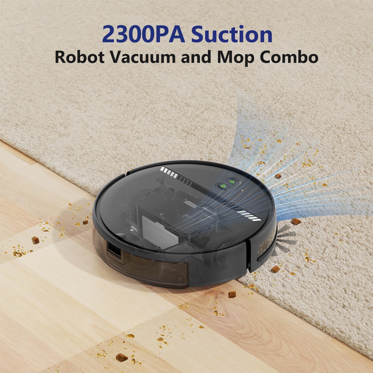Robot Vacuum and Mop 2-in-1, 2300Pa Suction for Pet Hair, Smart Wet Mopping for Hardwood & Tile, 3D Obstacle Avoidance, Auto-Recharge, App Control, Ideal for Pet Owners - Image 5