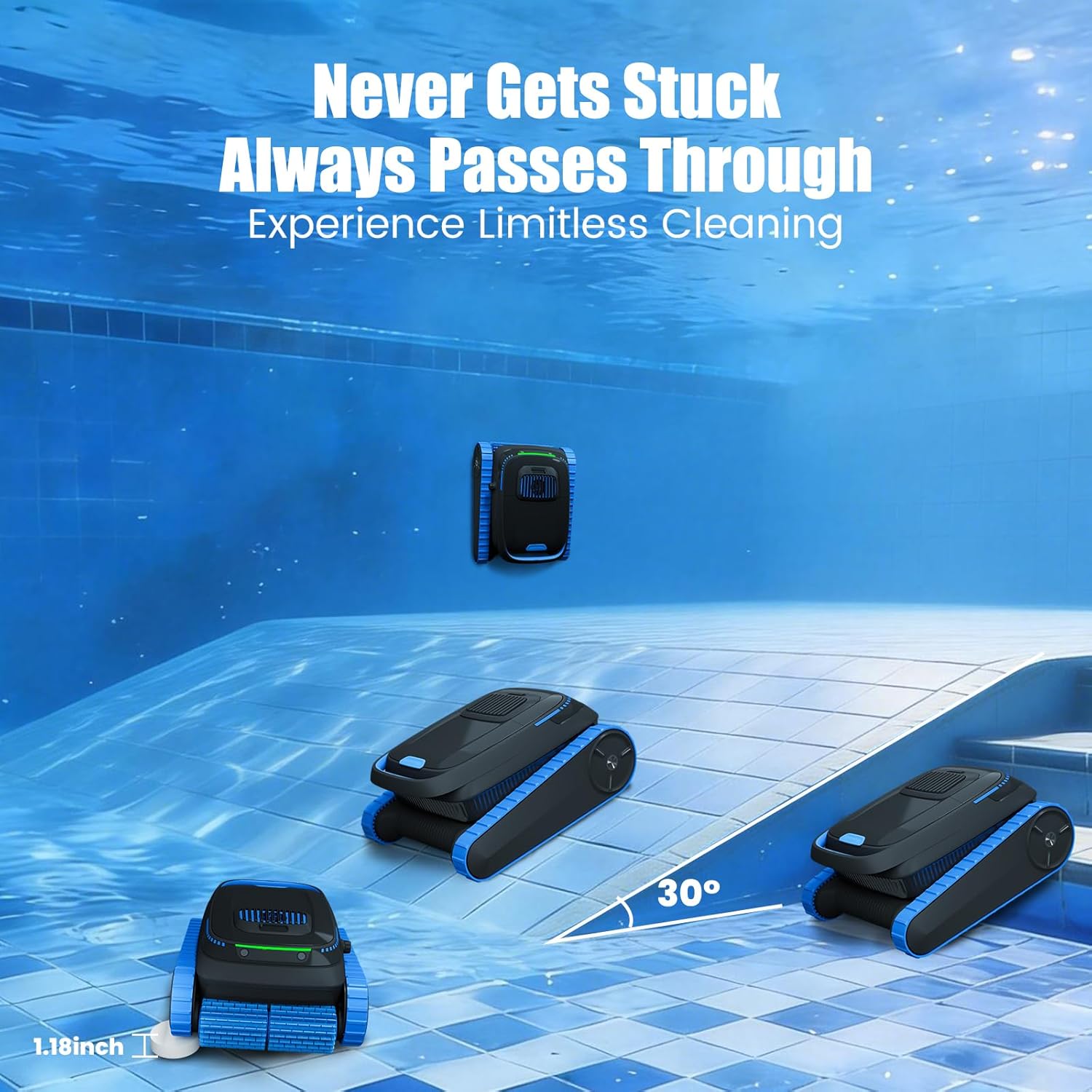 PC20 Automatic Robotic Pool Cleaner, Cordless Pool Vacuum Robot for Inground & Above Ground Pools, Smart Navigation, Self-Parking, 5000GPH Suction, Cleans Floor, Wall & Waterline - Image 3