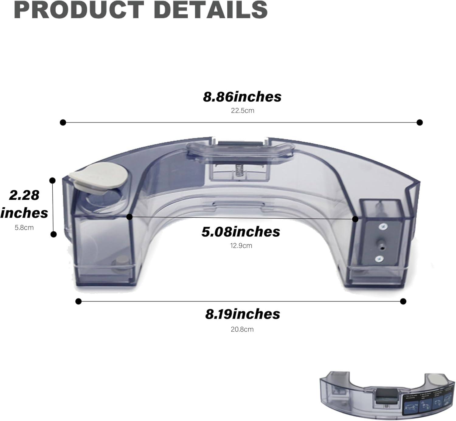 Robot Vacuum Replacement Parts Fit for MAMNV BR150/BR151, for ZCWA BR150/BR151, for ONSON BR150/BR151, for GTTVO BR150/BR151, for MANVINS G20 (1PC- Watertank) - Image 2