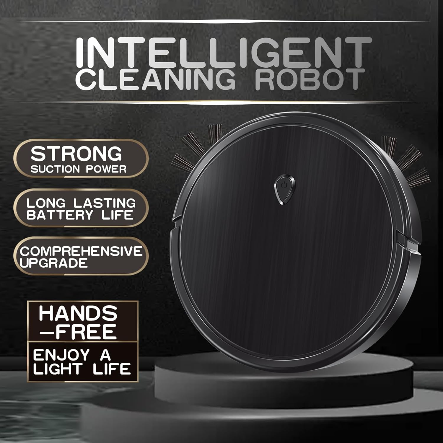 Robot Vacuum and Mop Robotic Vacuum Cleaner, One Button Start,Tangle-Free Design, Obstacle Avoidance,Ideal for Hard Floor, Pet Hair, Carpet,Robotic Vacuums Easy to Use (Black) - Image 6