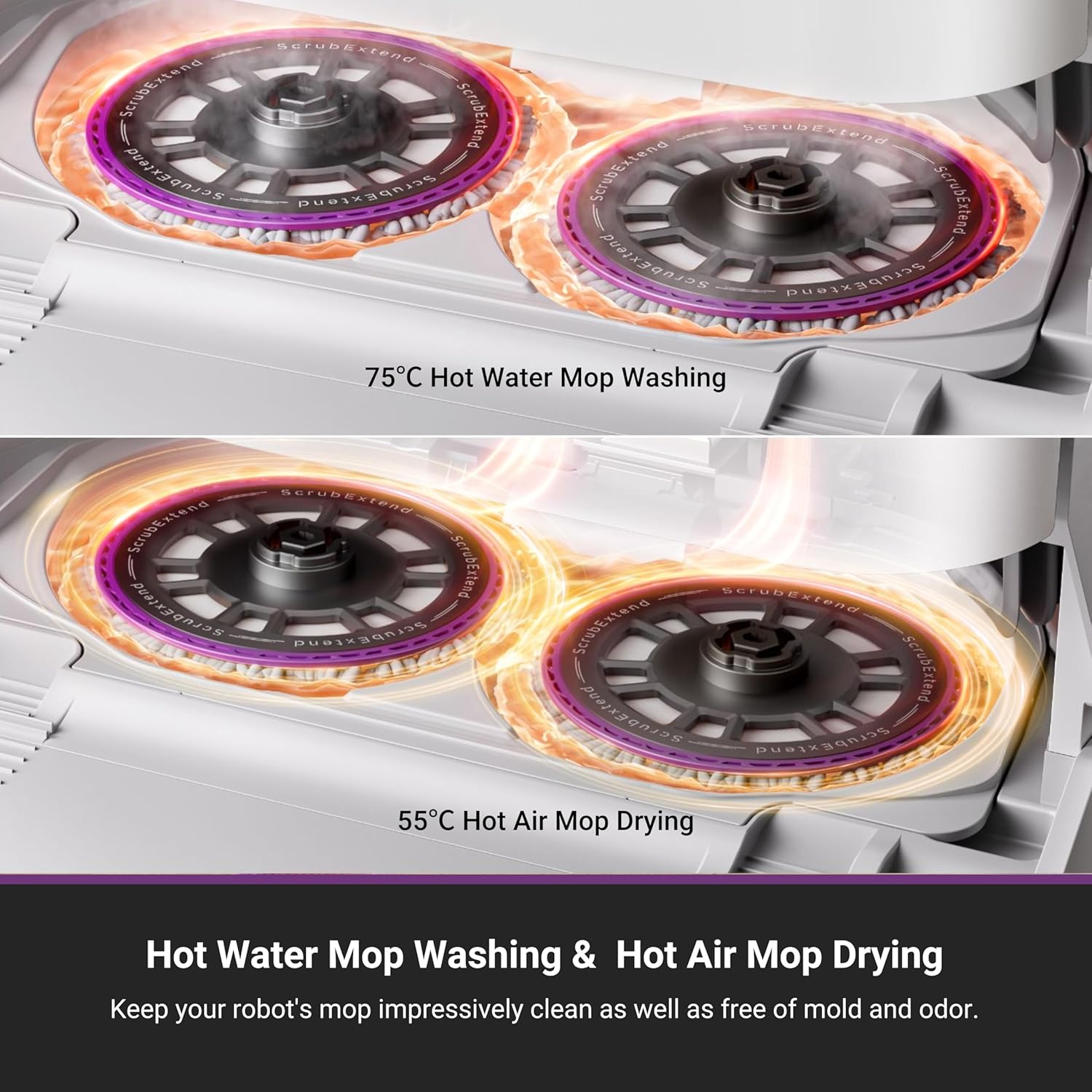 Eureka J15 Pro Ultra Robot Vacuum and Mop with Self Emptying Base, 16,200 Pa Suction, Flex-Arm Design Mop, Auto Mop Hot Water Washing & Hot Air Drying, Anti-Tangle, AI Obstacle Avoidance, White - Image 3