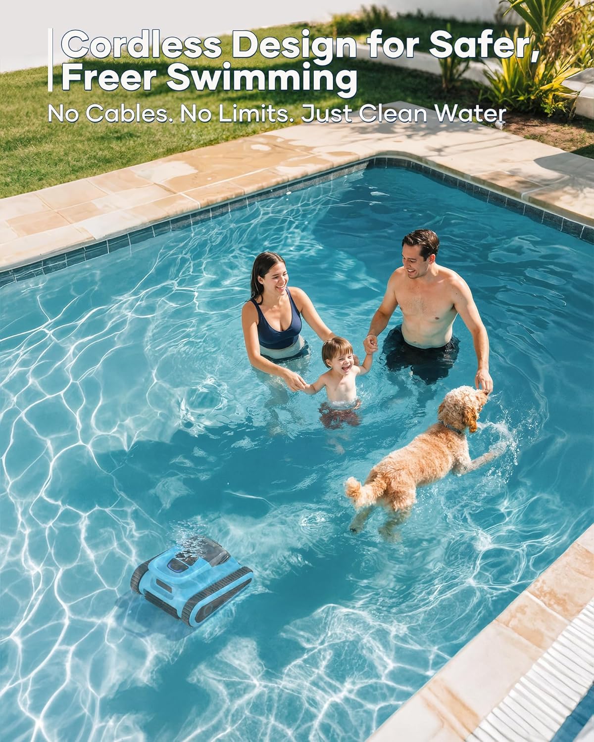 Pool Robot Vacuum for Inground Pools: Cordless Robotic Pool Cleaners with Hook 180W Suction Auto Vacuums Wall Climbing Waterline Scrubbing Cleaning 150 Mins Long Battery Up to 2,000 sq.ft - Image 5