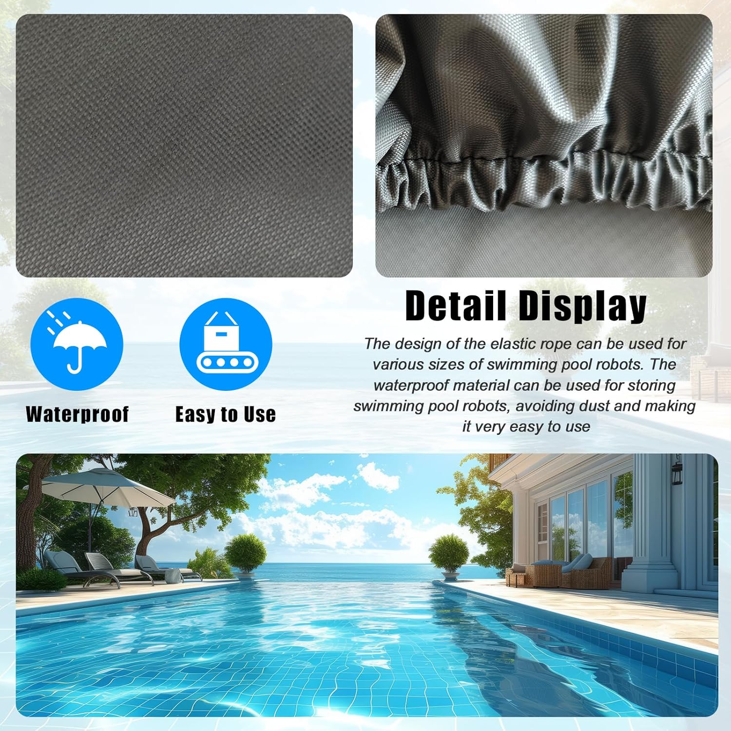 Cover for All Cordless Robotic Pool Cleaner - Keyrank Protective Cover for Above Ground and Ingound Robot Vacuum Waterproof and UV Resistant ,Customized for Automatic Robotic Vacuum,Outdoor Machine - Image 4