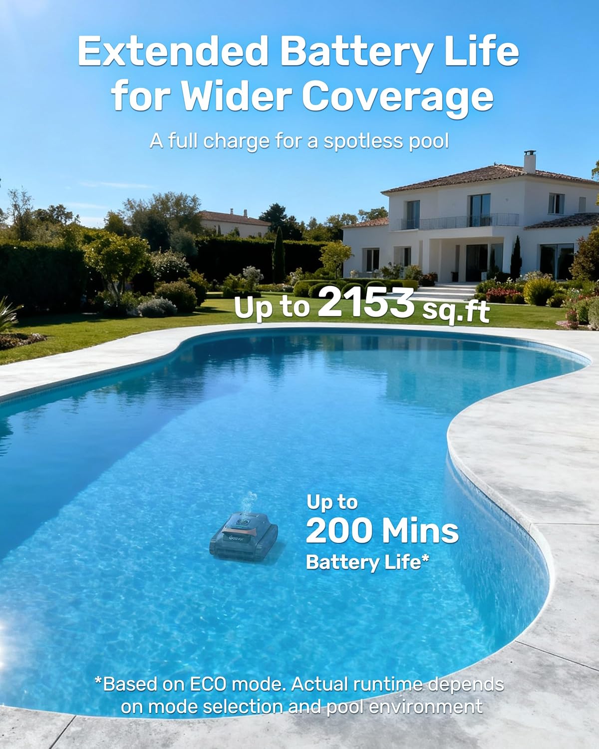(2026 New) Gosvor Pool Vacuum LiteVac G1, Wall & Waterline & Platform Cleaning, 15.2 lbs Ultra-Lightweight, Up to 200-Min Runtime, Double Filtration, Smart Navigation & App, For Pools up to 2153 sq.ft - Image 5