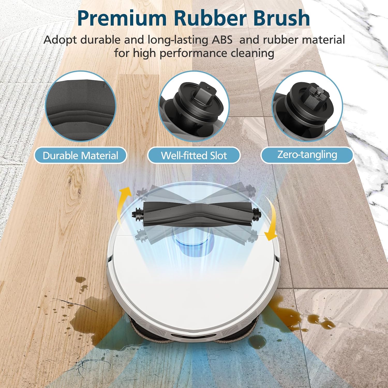 23 Pcs Replacement Parts for Dreame L10s Ultra Gen 2/ L10s Pro Ultra Heat/ X30 Ultra/Mova E30 Ultra Robot Vacuum and Mop, 2 Main Brush, 6 Mop Pads, 4 Dust Bags, 4 Filters, 6 Side Brush, 1 Clean Brush - Image 4