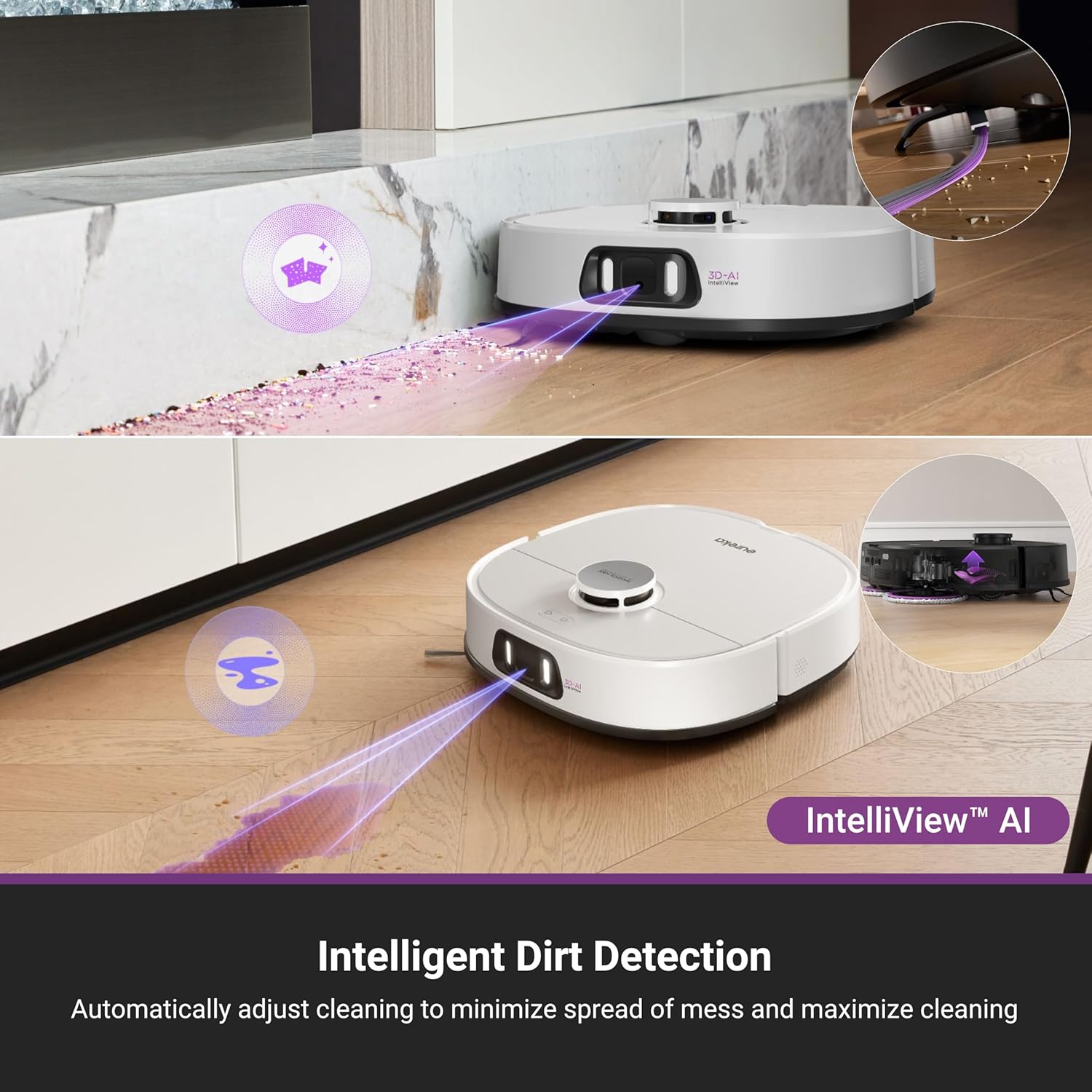 Eureka J15 Pro Ultra Robot Vacuum and Mop with Self Emptying Base, 16,200 Pa Suction, Flex-Arm Design Mop, Auto Mop Hot Water Washing & Hot Air Drying, Anti-Tangle, AI Obstacle Avoidance, White - Image 8