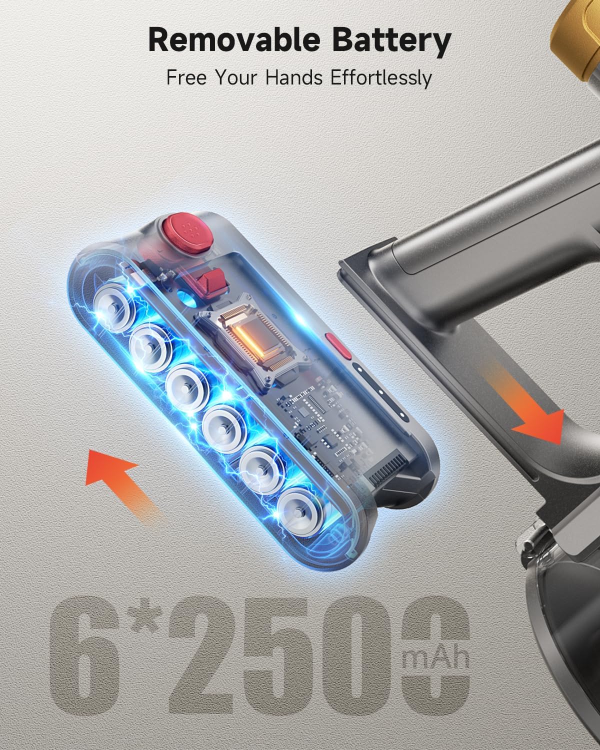 Cordless Vacuum Cleaner 580W 50Kpa Vacuum Cleaners for Home, 65 Mins Battery Stick Vacuum Anti-Tangle, Self-Standing, 8-in-1 Lightweight Vacuum for Hardwood Floor/Carpet/Pet Hair - Image 6