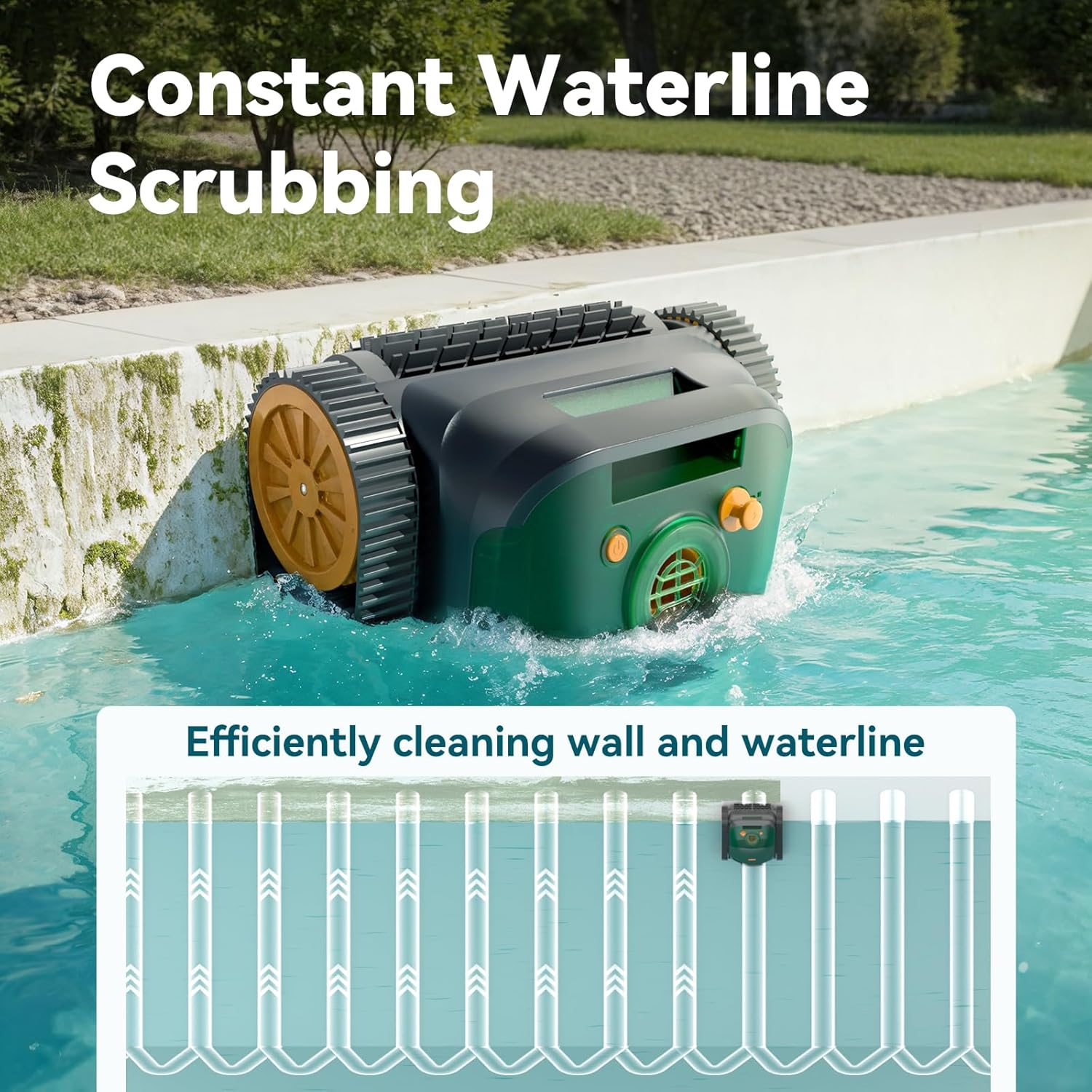 (2025 Upgrade) CliBot Robotic Pool Cleaner with 210 Mins Runtime, Smart Navigation, Triple Brushless Motors, Automatic Pool Vacuum Robot with Wall & Waterline Cleaning Function for Inground Pools - Image 3