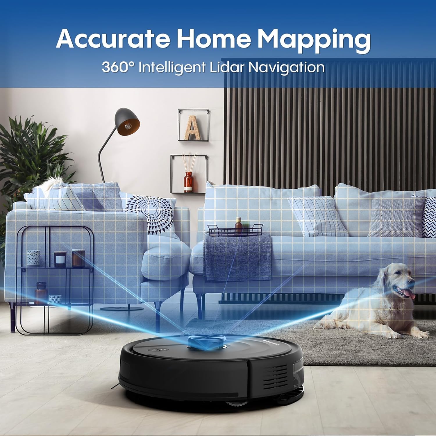 Robot Vacuum and Mop with Mapping, 5000Pa Robotic Vacuums with LiDAR Navigation, Wi-Fi/App/Alexa Control, Self-Recharging, No-Go Zones, Perfect for Pet, Hard Floors, Carpet - Image 3