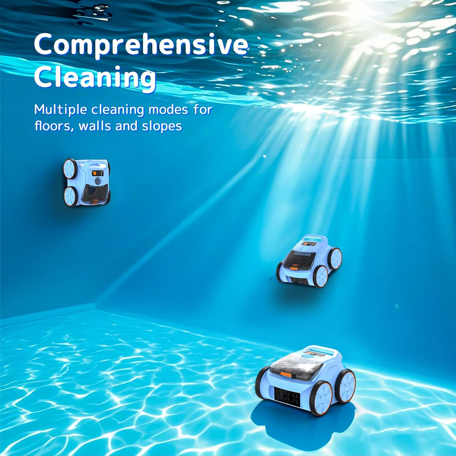 (2025 Upgrade) Pool Vacuum Cordless Robotic Pool Cleaner, 4-in-1 Floor/Wall/Waterline Cleaning/Smart Navigation, 180 Mins Runtime Pool Vacuum for Inground Pools Up to 2100 Sq.ft - Image 5