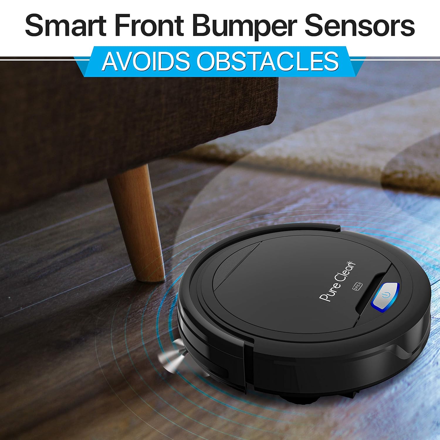 SereneLife PURE CLEAN PUCRC26B.9 Automatic Robot Vacuum Cleaner-Robotic Auto Home Cleaning for Clean Carpet Hardwood Floor-Bot Self Detects Stairs-Air Filter Pet Hair Allergies Friendly- - Image 4