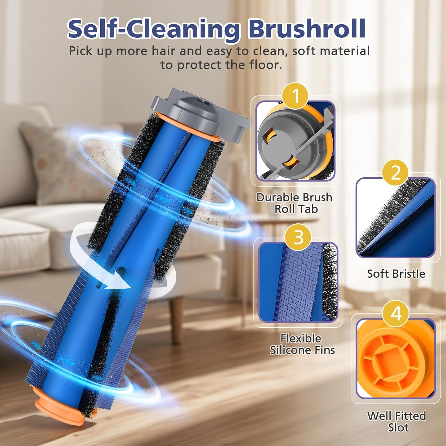 Replacement Parts for Shark AI AV2501S AV2501AE RV2502AE RV2520AOUS AV2510AOUS AV2511AE RV2610WA RV2610WD Accessories Kit with Main Brush, Filters, Foam Filters, PrFilte, Side Brushes, Replacement - Image 3