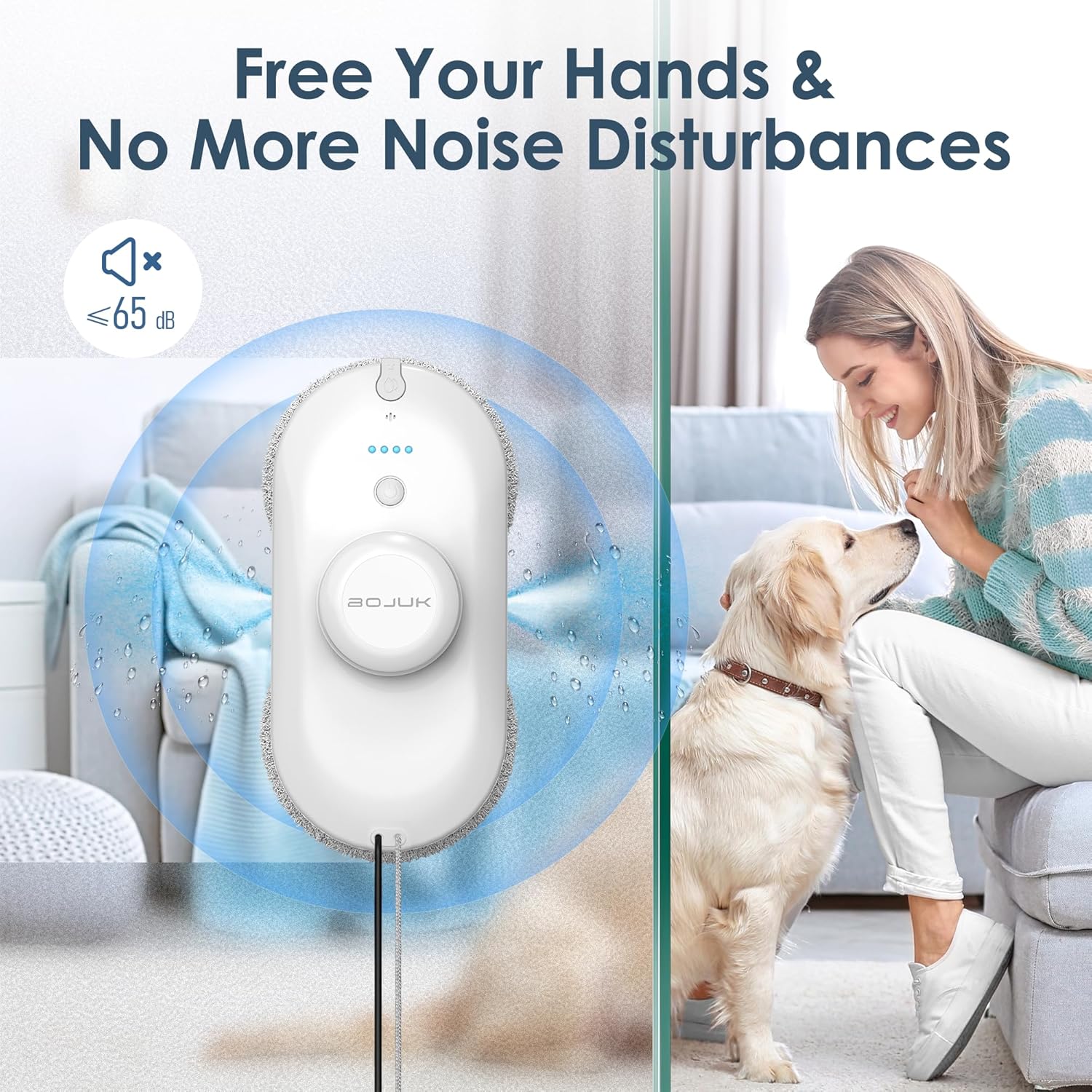 Window Cleaning Robot, 5000Pa Suction, Dual Spray, AI Smart Path Planning, Wet and Dry Glass Cleaner with Edge Detection and Anti-Drop Protection for High-Rise Windows (White) - Image 8