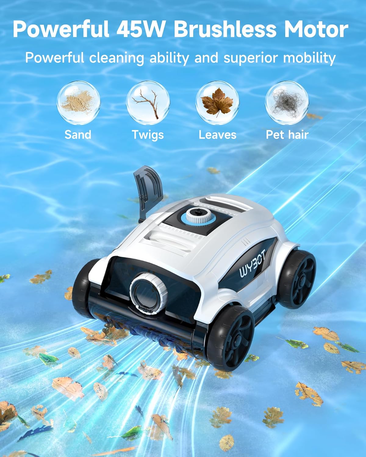 (2026 Upgraded) WYBOT Osprey 300II Cordless Pool Cleaner, 130 Mins Runtime, Pool Robot Vacuum with 45W Strong Suction, Auto-Parking, LED Indicator, Ideal for Above/Inground Pools Up to 1300 Sq.ft - Image 2