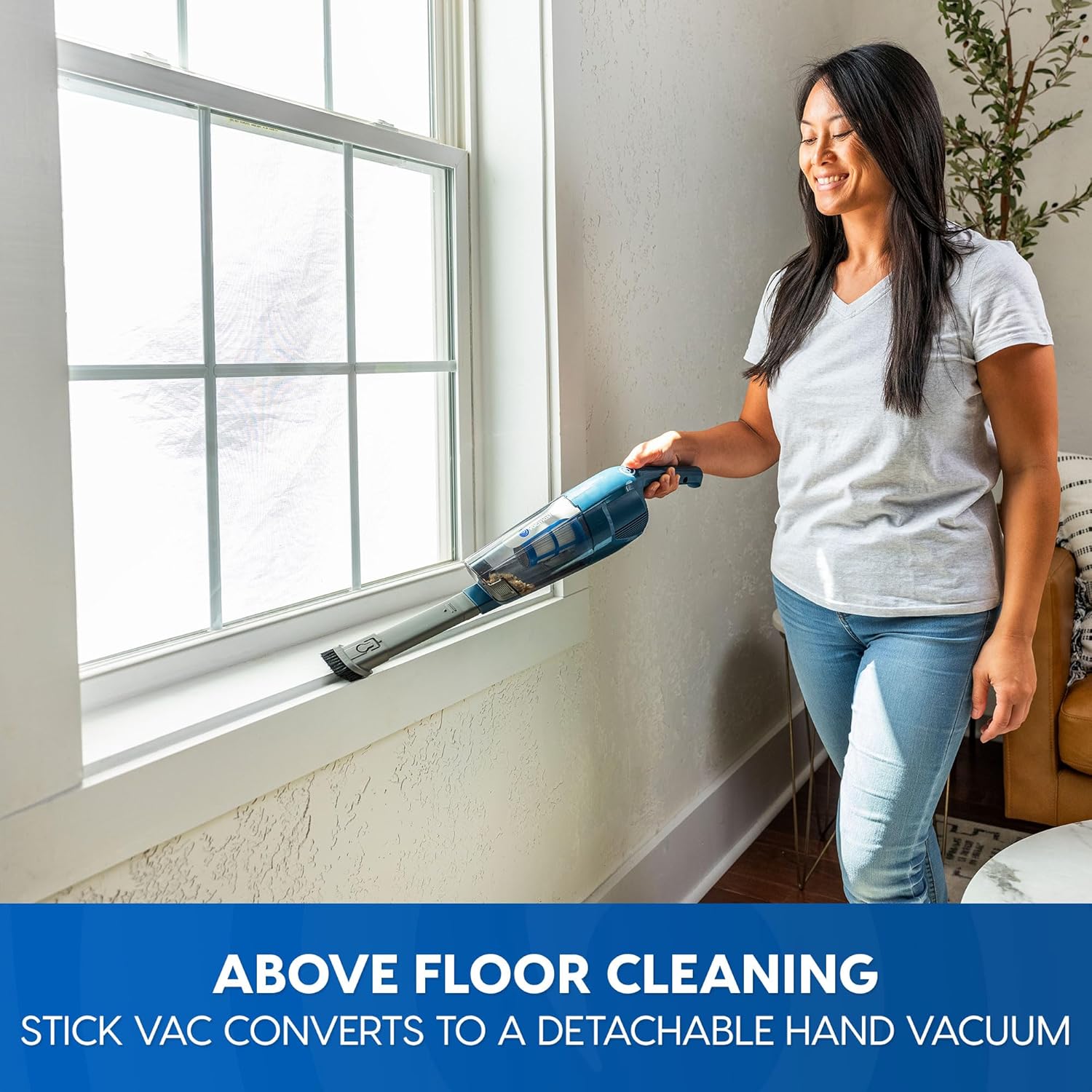 Vacmaster Portable 10.8V 2-in-1 Cordless Stick Lightweight Vacuum Cleaner with 2-Speed Power Control and LED Headlight for Hardwood Floor, Carpet & Pet Hair, Blue - Image 3