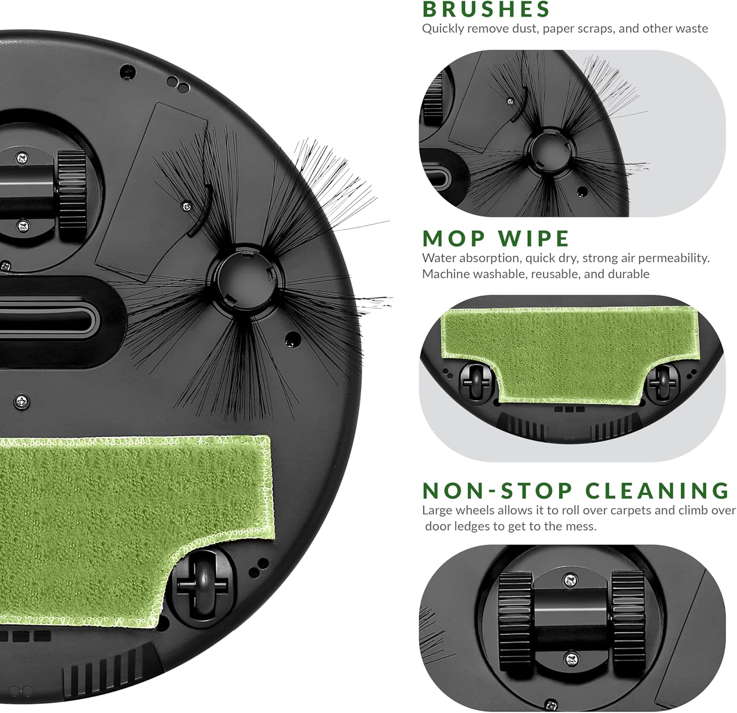 Supersonic SC-820SV Robot Vacuum & Dry Mop, Quiet Clean, Low-Profile Design, 120 Minutes Cleaning Time, Drop-Sensing Technology, 420ML Dust Bin, Brushless Motor, Fast Charging - Image 4