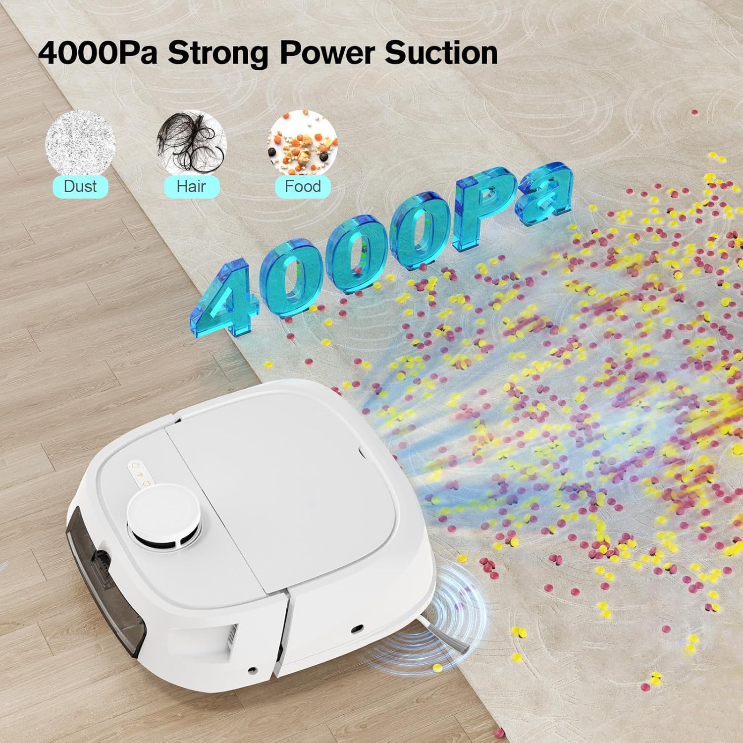 Robot Vacuum and Mop Combo, LiDAR Mapping Robotic Vacuum Cleaner for Pet Hair, Vacuum & Mop at the Same Time, No-Go Zones, Room Select, Multi-Floor Maps, 240-Min Runtime, App & Voice Control (2.4GHz) - Image 7
