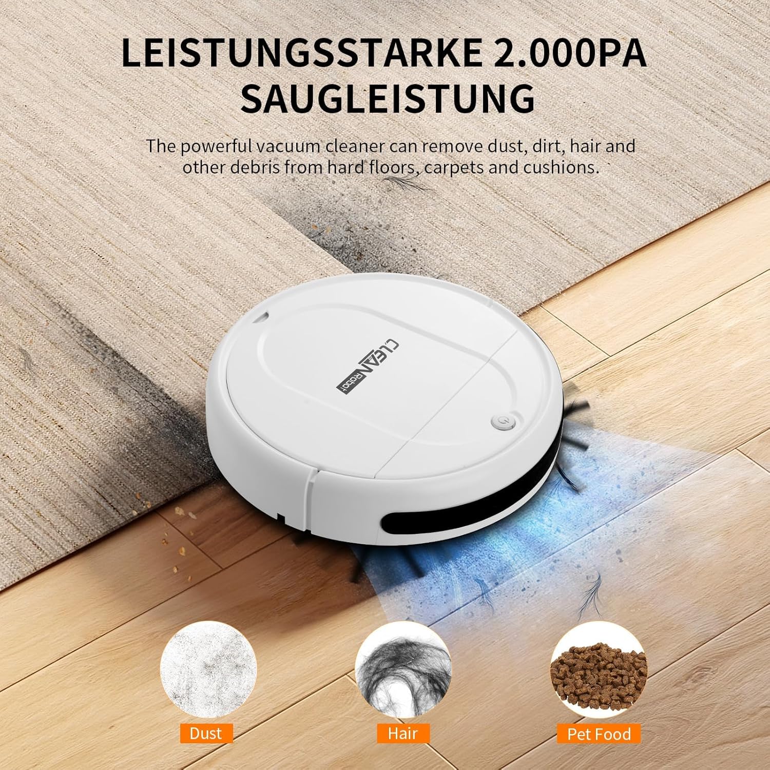 Robot Vacuum and Mop Combo, Equipped with Wireless Touch Button, Vacuum Robot Vacuum Cleaner and mop Combination, Silent, Advanced Obstacle Avoidance Suitable for Home Tiles Robot Vacuum and Mop Combo - Image 4
