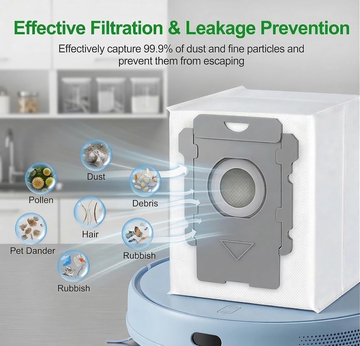 16 Pack Vacuum Bags Compatible with iRobot Roomba i3+, i4+, i5+, i6+, i7+, i8+, j5+, j6+, j7+, j8+, j9+, s9+, Replacement Dirt Disposal Bags for Roomba Clean Base Models, Leak-Proof Design - Image 4