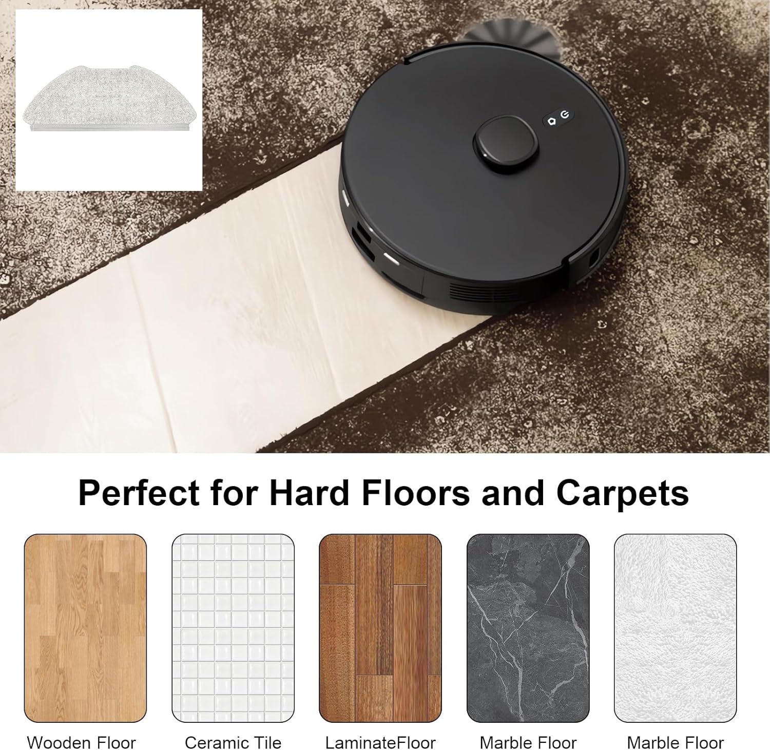 6 PCS Mop Cloth Pads for AIRROBO T20 Robot Vacuum Cleaner Accessories, Vacuum Cleaner Robot Vacuum Cleaner Replacement Parts - Image 4