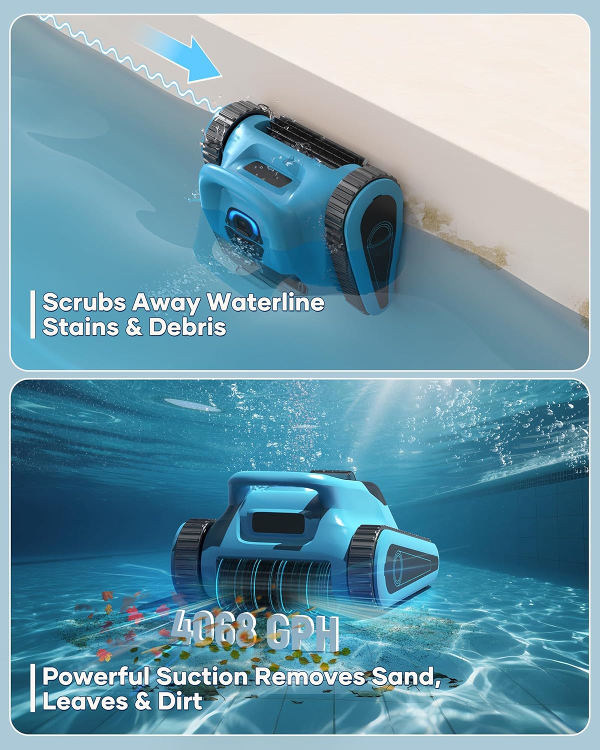 Pool Robot Vacuum for Inground Pools: Cordless Robotic Pool Cleaners with Hook 180W Suction Auto Vacuums Wall Climbing Waterline Scrubbing Cleaning 150 Mins Long Battery Up to 2,000 sq.ft - Image 2