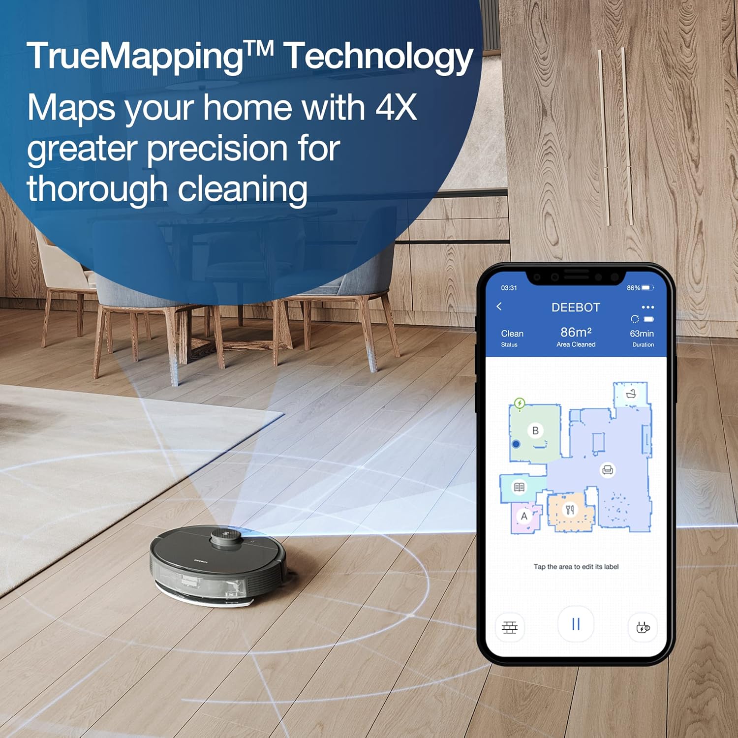 ECOVACS Deebot N8 Pro+ Robot Vacuum and Mop Cleaner, with Self Empty Station, 2600Pa Suction, Laser Based LiDAR Navigation, Carpet Detection, Multi Floor Mapping, Personalized Cleaning - Image 5
