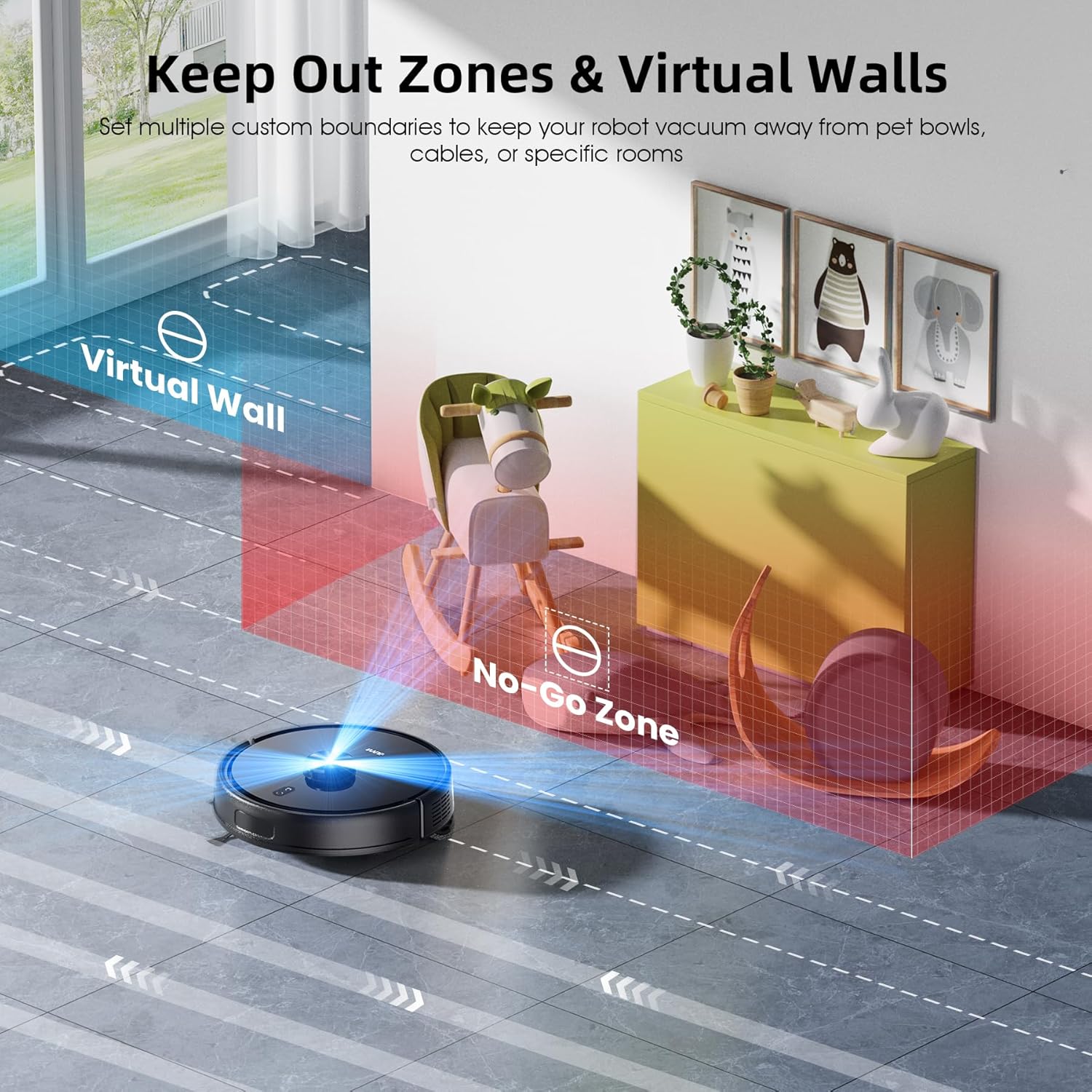 Livvi 2 in 1 Robot Vacuum and Mop Combo, 3500 Pa Suction, Laser Navigator with Smart Mapping,120 Min Runtime, App/Voice/Remote Control, Self-Charging for Pet Hair & Hard Floor - Image 3