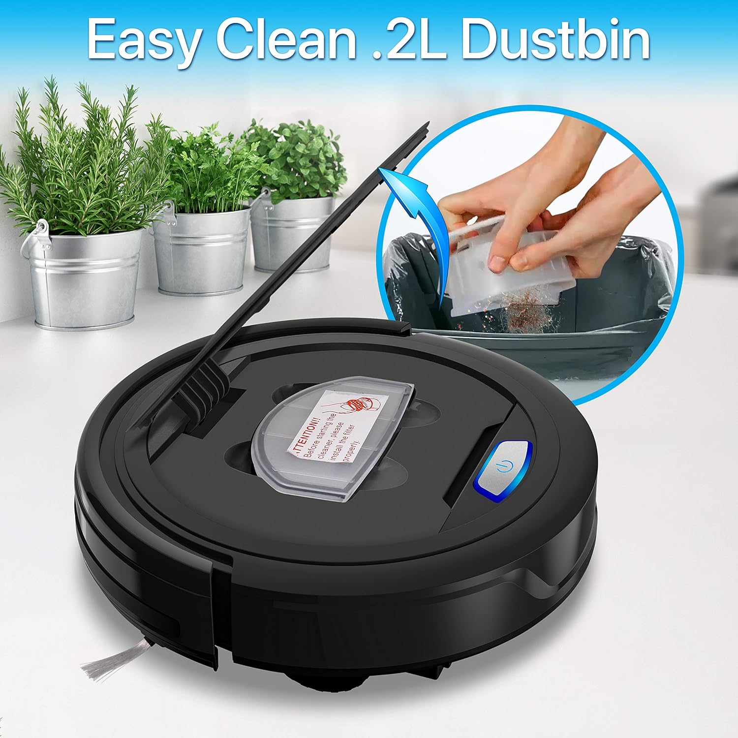 SereneLife PURE CLEAN PUCRC26B.9 Automatic Robot Vacuum Cleaner-Robotic Auto Home Cleaning for Clean Carpet Hardwood Floor-Bot Self Detects Stairs-Air Filter Pet Hair Allergies Friendly- - Image 7