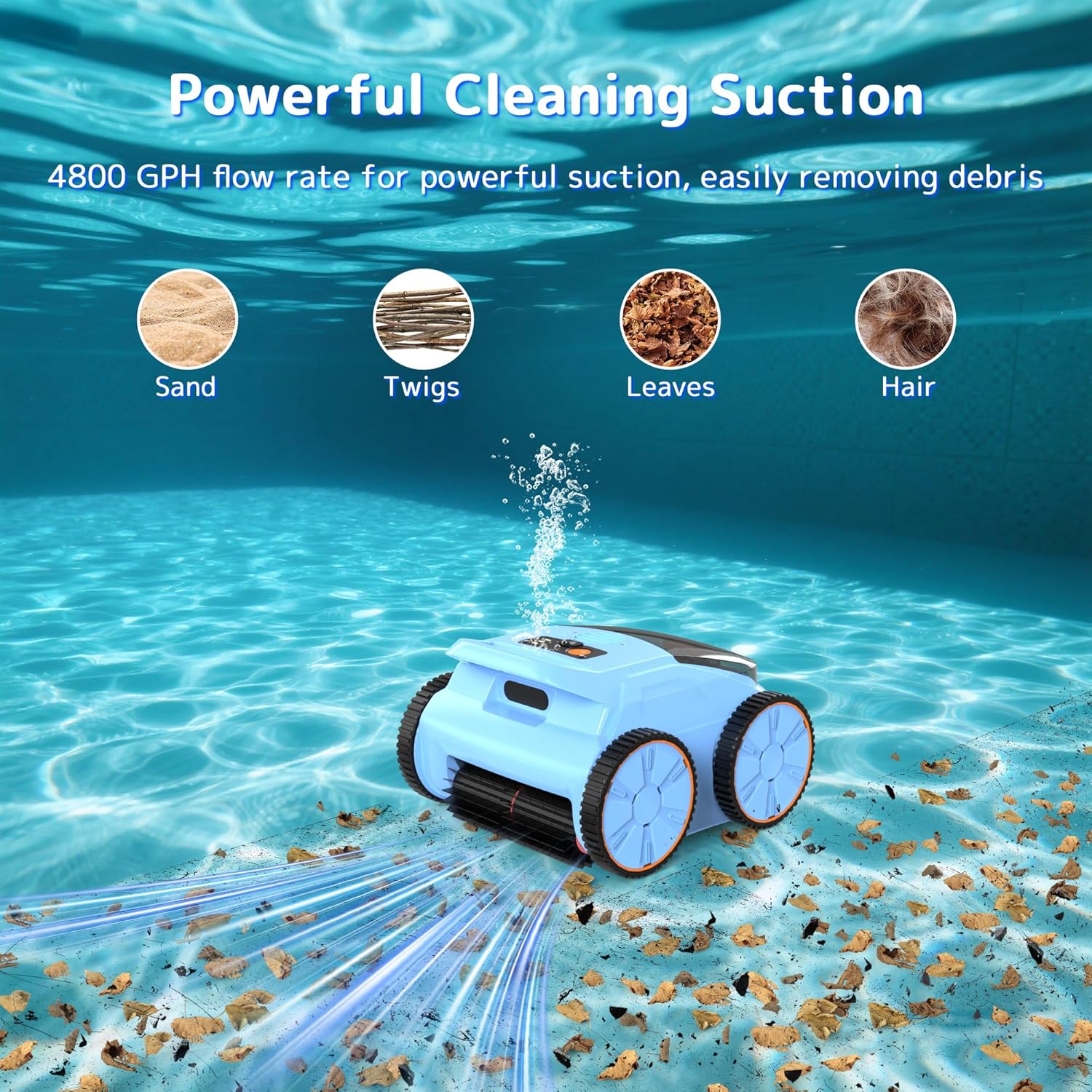 (2025 Upgrade) Pool Vacuum Cordless Robotic Pool Cleaner, 4-in-1 Floor/Wall/Waterline Cleaning/Smart Navigation, 180 Mins Runtime Pool Vacuum for Inground Pools Up to 2100 Sq.ft - Image 2