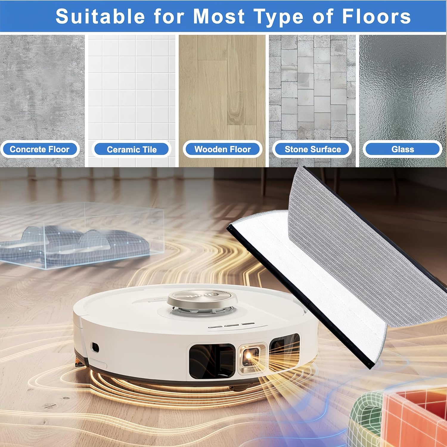 Replacement Mop Pads Compatible with Shark AV2800ZE RV2820YE RV2820ZE AV2820S AV2820AE RV2800AE RV2800S PowerDetect Never Touch Pro Robot Vacuum,Washable Reusable Replacement Microfiber Soft Mop Pads - Image 5