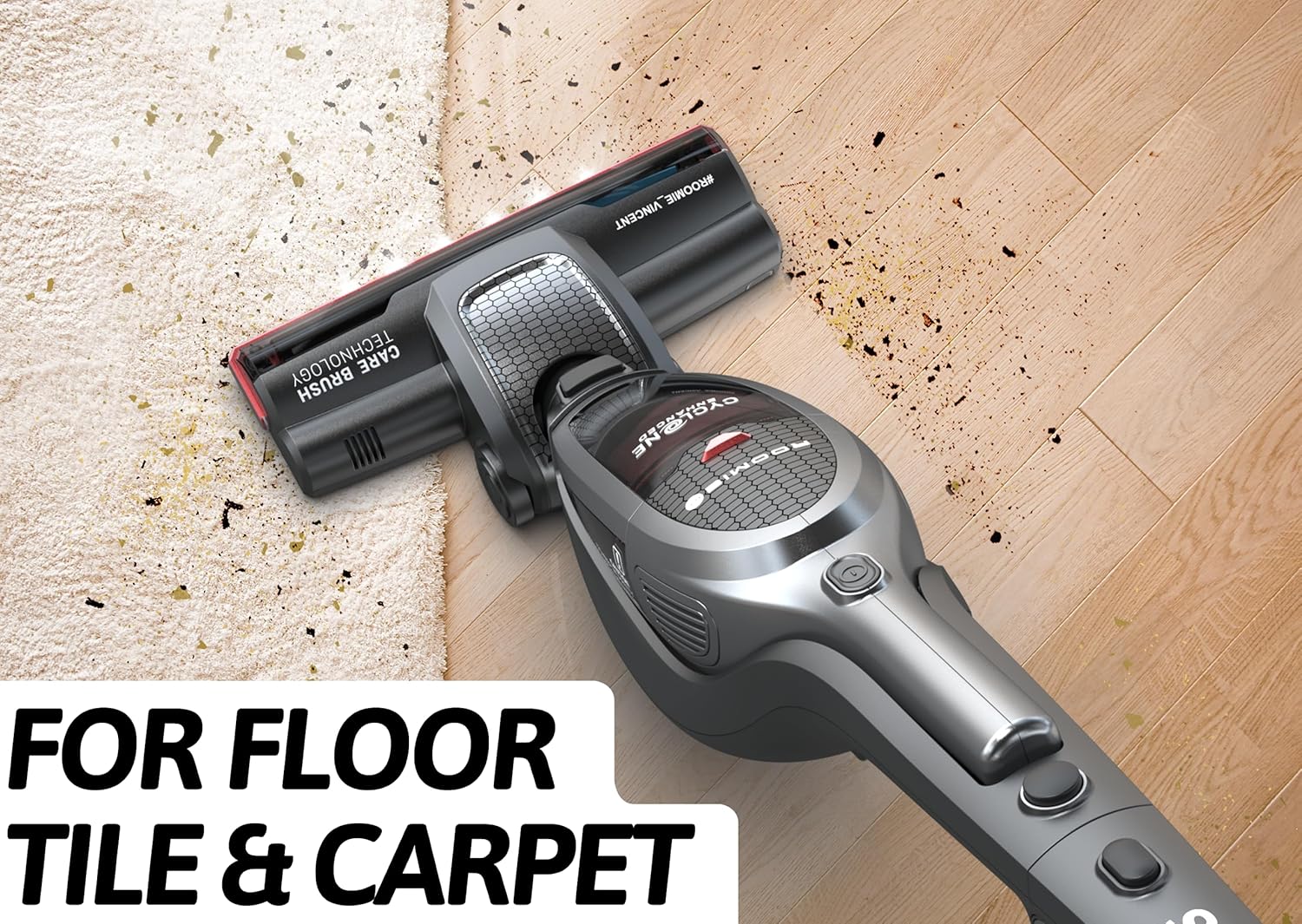 Roomie Tec SlimVac Cordless Vacuum Cleaner for Home – 2200mAh Battery, High Suction Power, Lightweight 2-in-1 Handheld with Bagless Filter, 6 LED Headlights and Auto Recharge Station - Vincent - Image 3