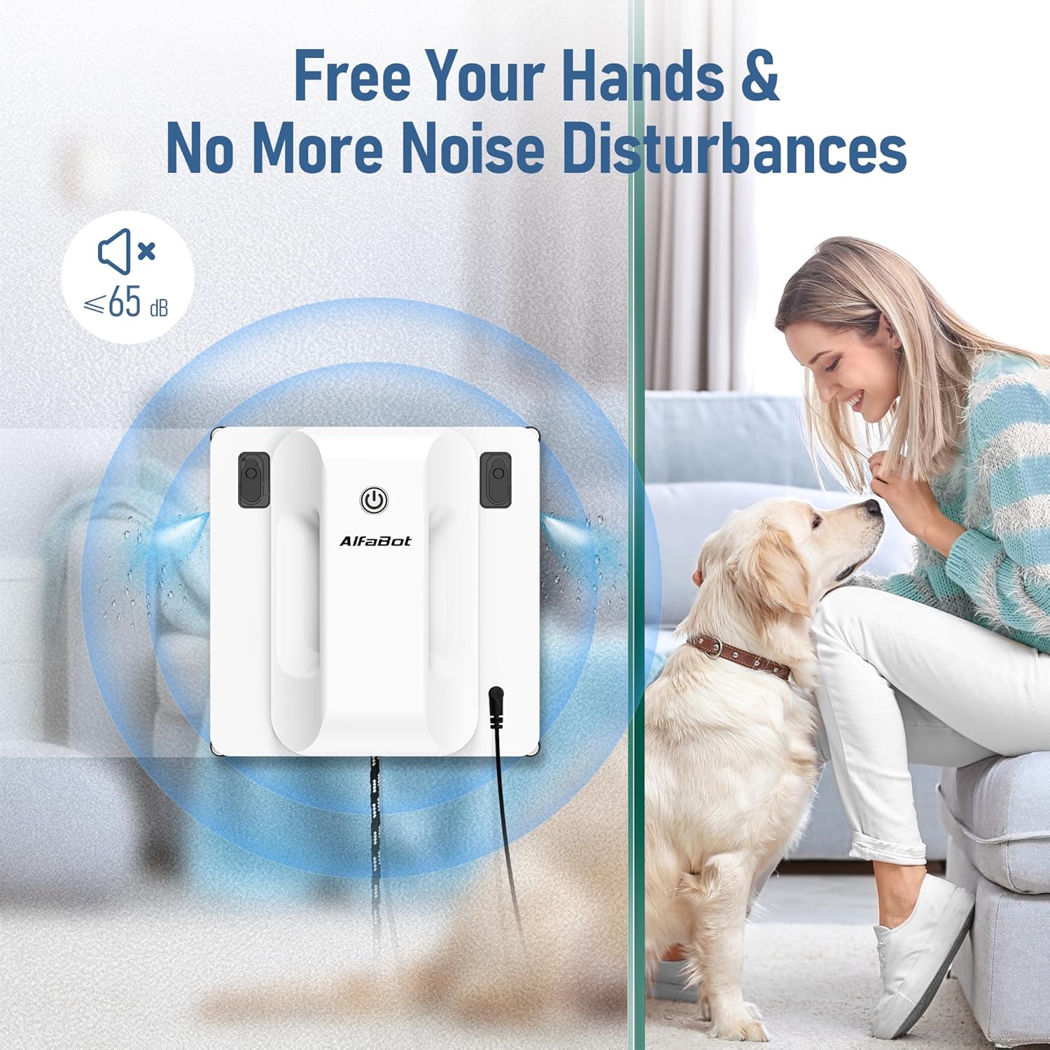 AlfaBot Window Cleaner Robot, Upgraded Intelligent Dual Water Spray & 3800PA Suction Power Window Cleaner with Edge Detection Technology, Perfect for High-Rise Windows, Tiles and Glass, Outdoor Use - Image 5